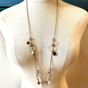 Guess long circle beaded long necklace thumbnail 1