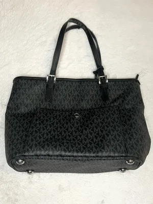 Michael Kors Black Signature MK Logo Jet Set Tote Bag with Front Pocket thumbnail 2