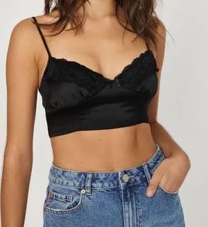 Garage Black Satin laces top- NWT thumbnail 1