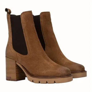 Vintage Foundry Co. Sz 8 Cognac Penelope Suede Leather Block Heel Chelsea Boots thumbnail 1