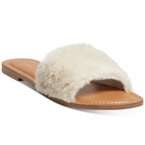 NEW Jack Rogers Faux Fur Sabrina Slide TAN NATURAL SLIP ON SANDAL SIZE 9 thumbnail 2