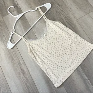 Brandy Melville Tank Top cotton lace floral womens Cream (one size) coquette thumbnail 1