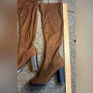 Wild Diva Over The Knee Boots Brown Block Heel Size 9 Women Suede Lace Back thumbnail 7
