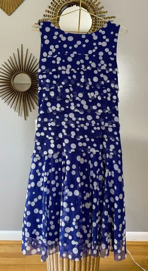 I Le New York - Blue Polka Dot Midi Dress thumbnail 1