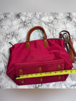 Dooney & Bourke Red Tote bag purse Brown Leather Trim Strap Classic thumbnail 7