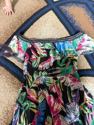 Tiered Floral Maxi Dress in Black Multi thumbnail 2