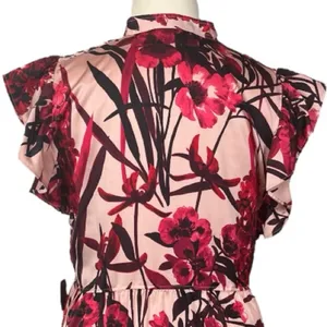 Tommy Hilfiger New Shift Dress Ruffle Tie Neck Pink Red Floral Women’s Size 16 thumbnail 8