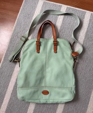 Fossil Leather Fold Over Tote Mint Green Crossbody Bag thumbnail 1