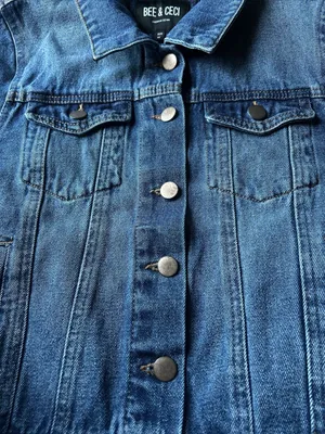 BEE & CECI Women’s Premium Denim Jacket Blue Jeans Trucker Coat Medium M Classic thumbnail 2