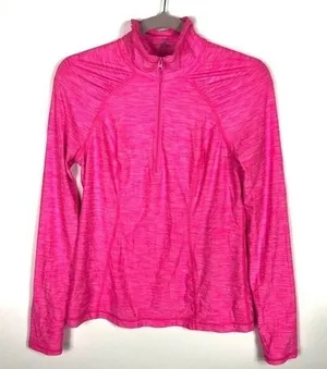 Zella Women's‎ Athletic Zip Neck Long Sleeve Shirt Bright Pink Heathered Size M thumbnail 1