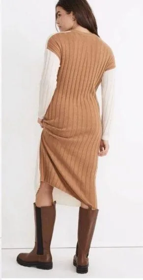 MADEWELL Wool Long Sleeve Two Tone Midi Sweater Dress thumbnail 2