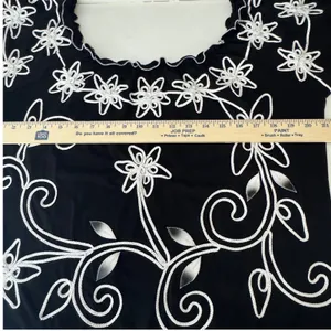 Vintage‎ 80s Style Black Silver Floral Soutache Embroidery Short Sleeve Blouse thumbnail 6