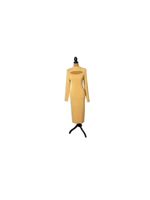 The Drop Chantal Cutout Ribbed Knit Bodycon Midi Sweater Dress M Camel NWT thumbnail 2