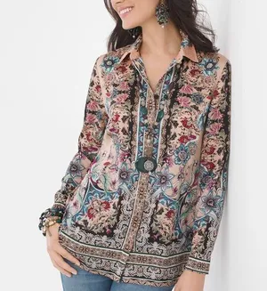 Chico’s Floral Scroll-Print Shirt thumbnail 1
