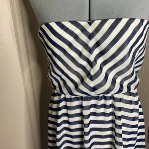RUBY ROX SUN DRESS STRAPLESS Blue White Stripe thumbnail 2