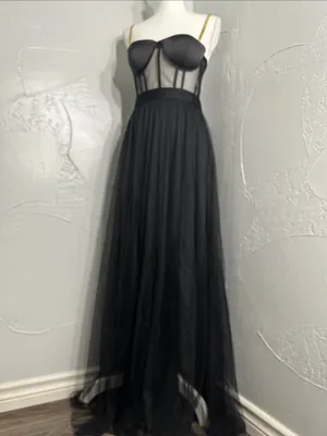 The Vintage Shop Black Tulle Corset Maxi Dress thumbnail 8
