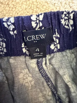 J.Crew Factory Linen Blend Floral Elastic Back Shorts Navy Size 4 thumbnail 5