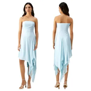 Bec+Bridge‎ Dress Women 10 Dolphin Blue Elzette Strapless Asymmetric Midi NWT thumbnail 2