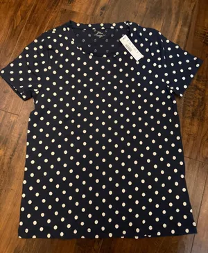 JCrew Size M Women's Navy Polka Dot Short Sleeve Tee NWT thumbnail 1