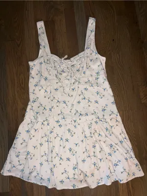 Wild Fable Floral Mini Dress Large Cottagecore Lace Up Sundress thumbnail 1