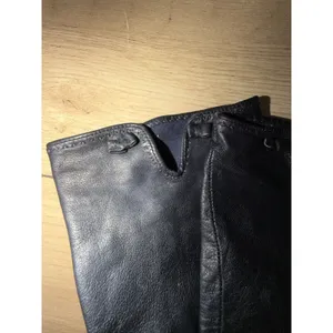 Vintage Women's Black Leather Sz 7 Gloves Witchy L‎ SEE PHOTOS. J thumbnail 4