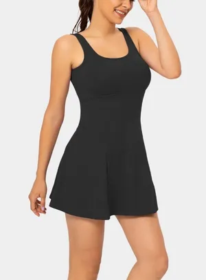 Halara Square Neck Side Pocket 2-Piece Mini Flare Dress Set thumbnail 3
