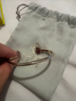 Kendra Scott Silver Open Cuff Bracelet with pink Stone Ends thumbnail 4
