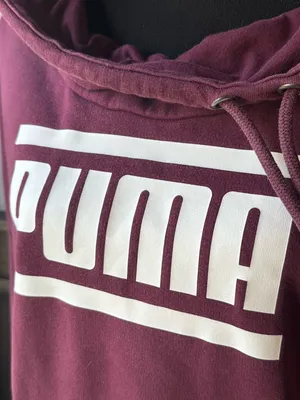 Puma Maroon Pullover Hoodie with White Logo Large thumbnail 3