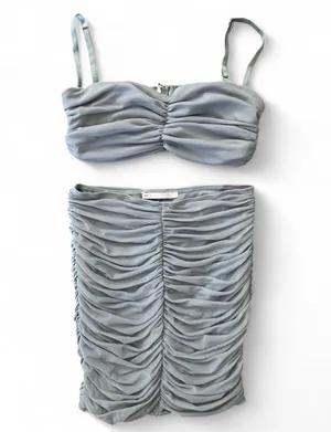 Salty 2 Piece Set Ruched Skirt and Crop Top thumbnail 1
