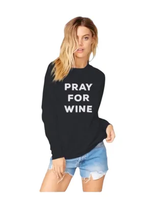new The Laundry Room ☻︎ Pray For Wine Oversize Super Softest Sweatshirt ☻︎ Black thumbnail 15