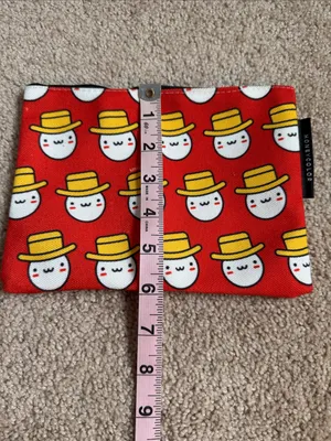 HONEYCOLOR Red Cosmetic Bag with Cute Egg Character Print thumbnail 6