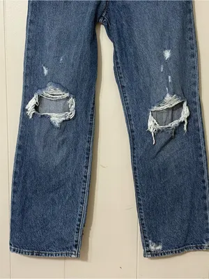 Levi’s Ribcage Straight Ankle Jeans 26 High Rise Distressed Blue Denim thumbnail 3