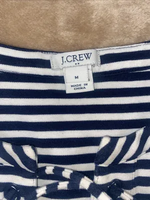 J. Crew Navy and White Striped Lace-Up Knit Dress thumbnail 2