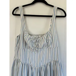NWT Altar'd State Blue Ivory Striped Midi Dress XL Smocked Milkmaid‎ Cottageore thumbnail 6