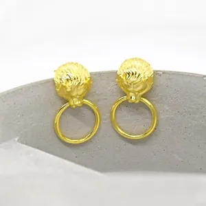 Leo Lion Ring Earring Studs Gold thumbnail 2