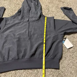 Soffe Women's Hooded Half-Zip jacket- Charcoal Gray thumbnail 7
