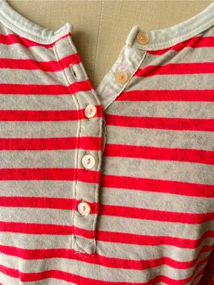Maison Scotch• Hot Pink & Cream Striped/Leopard Print Henley• Sz 2 thumbnail 2