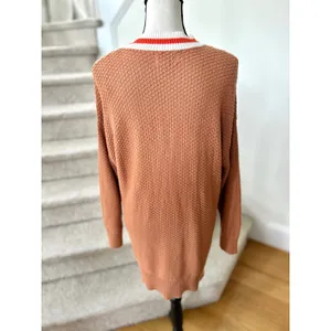 Aerie Burnt Orange Brown Waffle Oversize Varsity Stripe Cardigan thumbnail 4