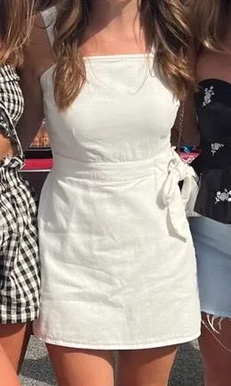 Sincerely Jules White Square Neck Tie-Waist Romper thumbnail 1