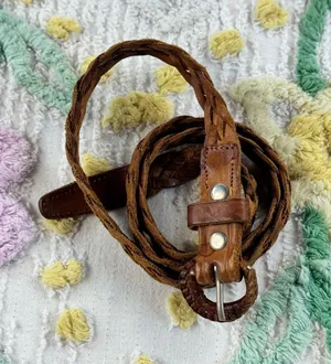 Vintage‎ Braided Leather Belt Cognac Brown Woven Boho Western 36 Inch thumbnail 1
