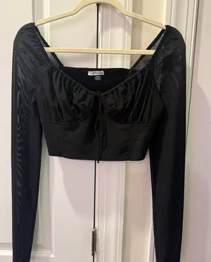 Cropped American Eagle Mesh Long Sleeve Going Out Top thumbnail 1