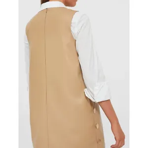 Tuckernuck HYACINTH HOUSE Bitsy Faux Leather Mini Swing Dress Butterscotch Sz‎ L thumbnail 2