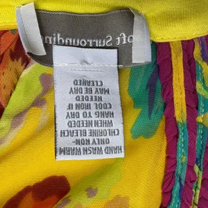 Soft Surroundings Maxi Dress Gown‎ M Yellow Floral Vibrant Empire Waist Garden thumbnail 8