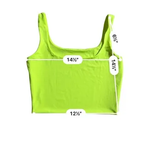 Solid Neon Green Crop Halter Top size S Black thumbnail 4