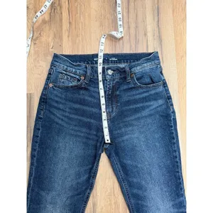 Old Navy‎ Mid Rise Boyfriend Jeans Women's Size 0 Blue Raw Hem Denim Pants thumbnail 8
