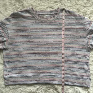 Madewell Sweater Bubble-Sleeve Crop Top in Rainbow Stripe XL thumbnail 10