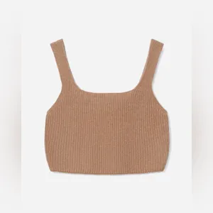 EVERLANE The Cozy-Stretch Wool Blend Ribbed Crop Tank in Camel Size Medium NWT thumbnail 5