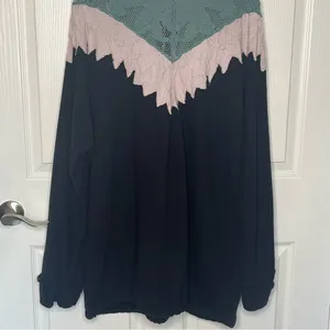 Free People Isla Pullover Oversized Sweatshirt Sz XL Quarter Zip Lace thumbnail 9