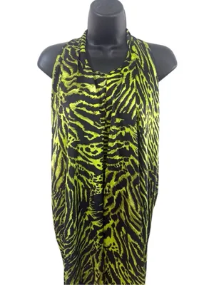 Ganni Women’s Lime Tiger Halter Top Dress Size 42/L Silk NWT Casual Evening Dres thumbnail 5