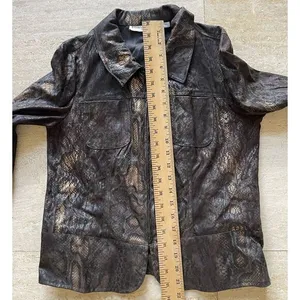 Bamboo Traders Jacket Metallic‎ Snake Print Zip Long Sleeve PS Petite S thumbnail 5